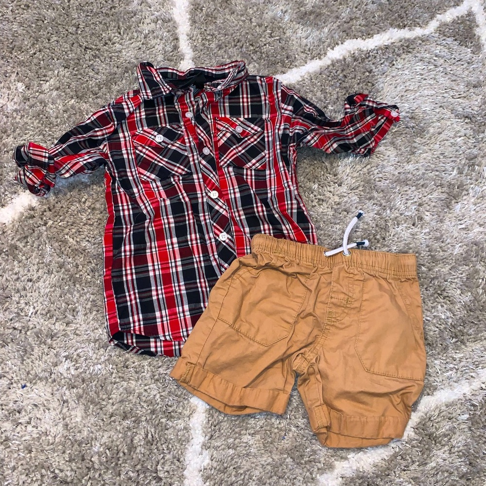 Boys button down and shorts set
